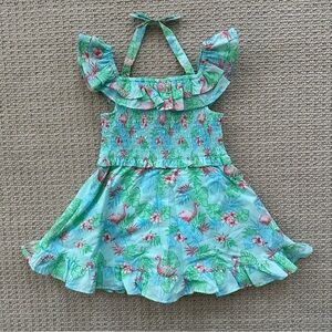 Janie And Jack NWT Girls Flamingo Floral Halter Sundress Size 18-24mo